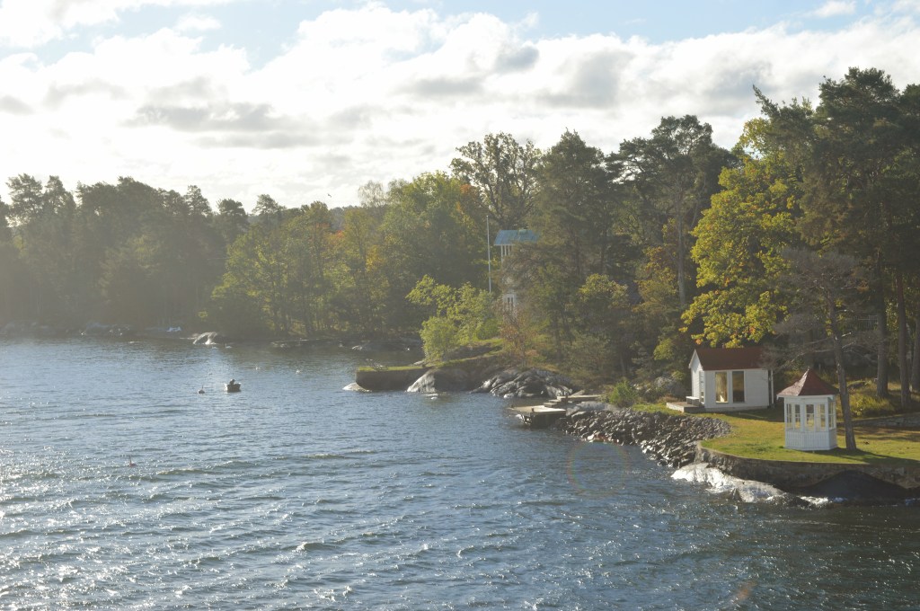 Stockholm archipelago from a cruise ship in the morning.
