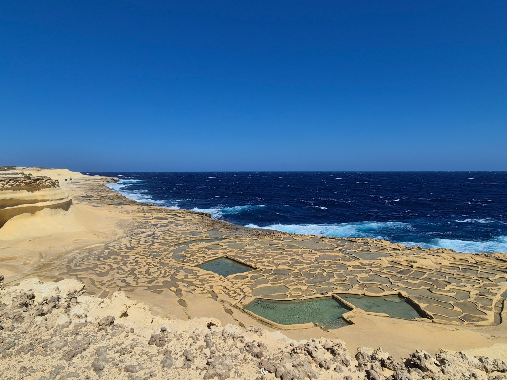 Coastal trail around the Xwejni Salt Pans in Marsalforn, Gozo