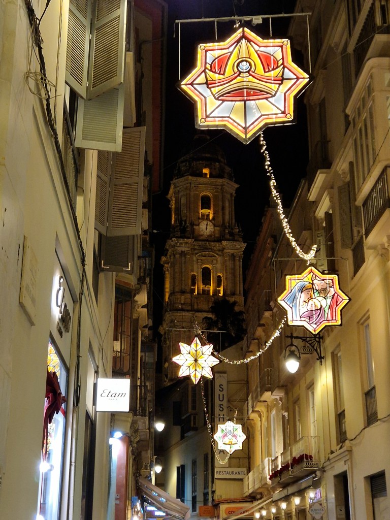Christmas lights and decorations in Malaga Centro